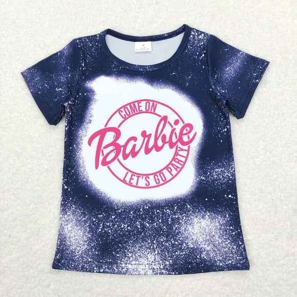 Cartoon Dolls Navy Girls Short Sleeve Top