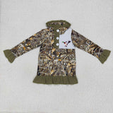 Duck Polo Jungle Hunting Ruffles Girls Long Sleeve Top