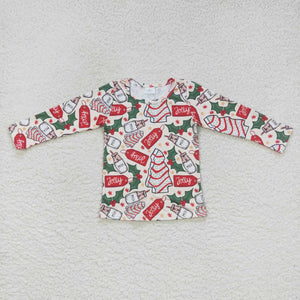 Milk Tree Cookie Beige Girls Christmas Top