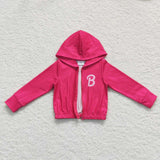 Cartoon Dolls Hot Pink Crop Girls Hoodie Top