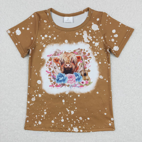 Highland Cow Brown Boys Short Sleeve Top