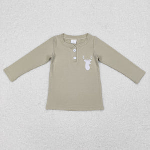 Deer Light Green Boys Long Sleeve Top