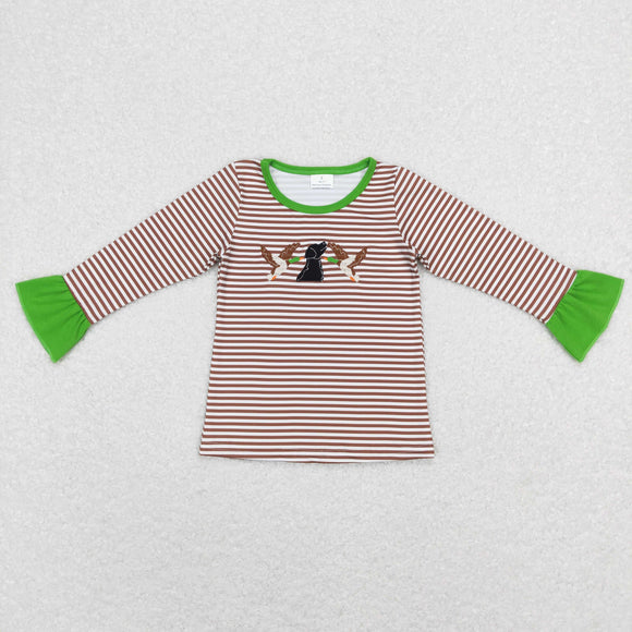 Duck Dog Brown Stripe Girls Long Sleeve Top