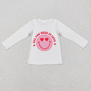 All you need is love smile Girls Valentines Top