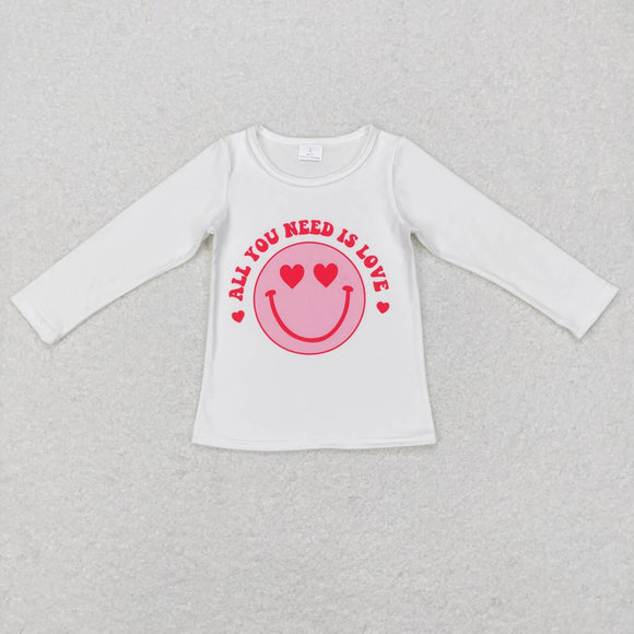 All you need is love smile Girls Valentines Top