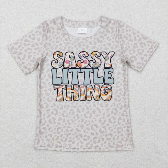 Sassy Little Thing Leopard Print Girls Short Sleeve Top