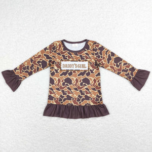 Daddy's Girl Brown Camo Girls Long Sleeve Top