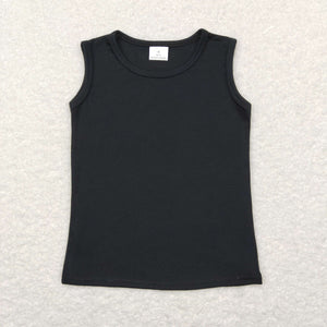 Solid Black Girls Sleeveless Top