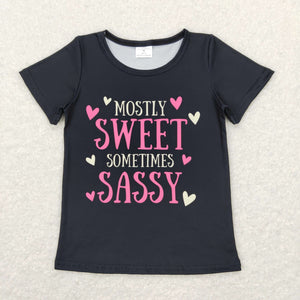 Mostly Sweet Sometimes Sassy Girls Valentines Top