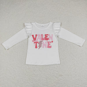 Letters White Girls Valentines Top