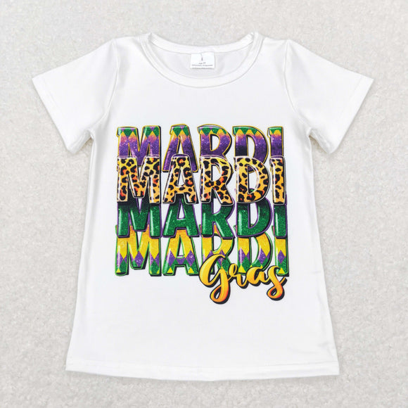 Letters White Girls Mardi Gras Top