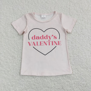 Daddy's Valentine Heart Pink Girls Valentines Top