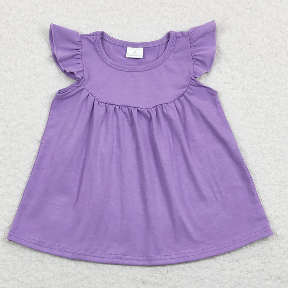 Solid Purple Girls Short Sleeve Top