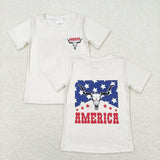 America Highland Cow Beige Boys 4th of July Top