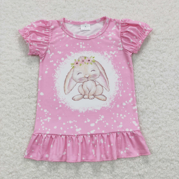 Bunny Floral Pink Girls Easter Top