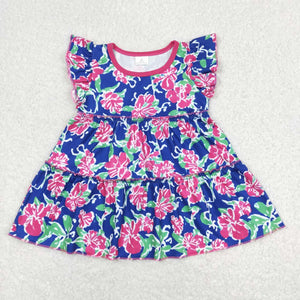 Floral Hot Pink Girls Short Sleeve Top