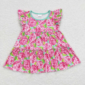 Pink Floral Girls Short Sleeve Top