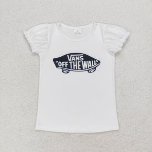 Skateboard White Girls Short Sleeve Top