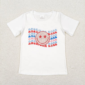 American Babe Smile White Boys 4th of July Top