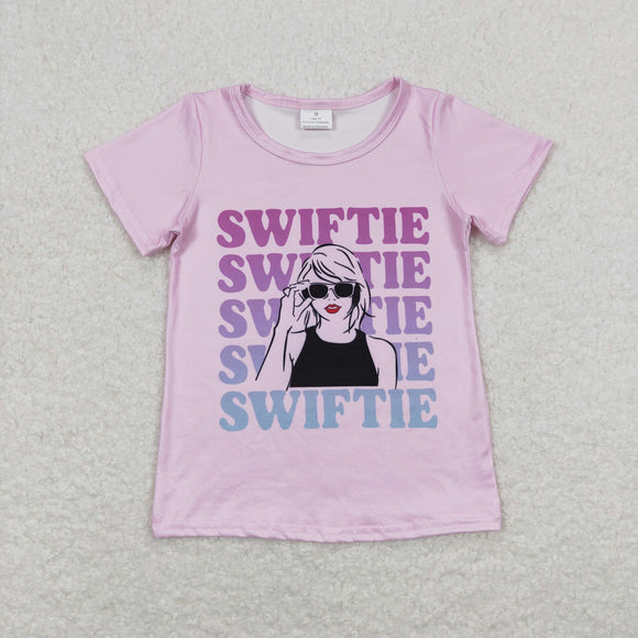 Swiftie Singer Pink Girls Short Sleeve Top