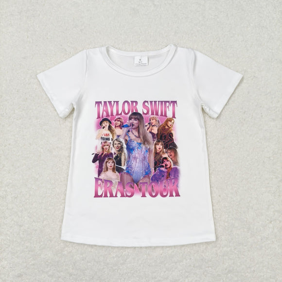 Eras Tour Singer White Girls Short Sleeve Top