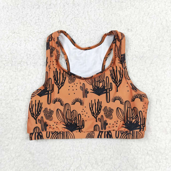 Cactus Brown Yoga Girls Short Sleeve Top