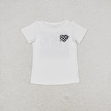 Tiny Teenager Plaid Heart White Girls Short Sleeve Top