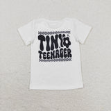 Tiny Teenager Plaid Heart White Girls Short Sleeve Top