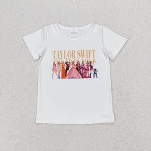 Singer Eras Tour White Girls Short Sleeve Top