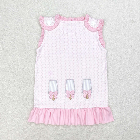 Ice Cream Polka Dots Pink Ruffles Girls Sleeveless Top