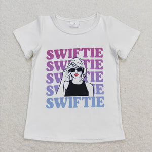 Swiftie Singer White Girls Short Sleeve Top