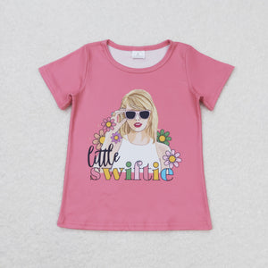 Little Swiftie Singer Pink Girls Short Sleeve Top