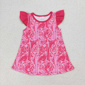 Flamingo Hot Pink Girls Short Sleeve Top