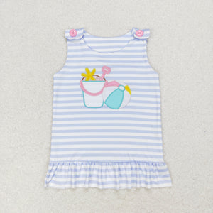 Beach Ball Stripe Girls Short Sleeve Top