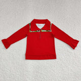 Cartoon Green Guy Red Polo Girls Christmas Top