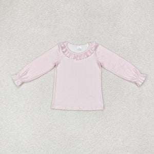 Pink Plaid Ruffles Girls Long Sleeve Top