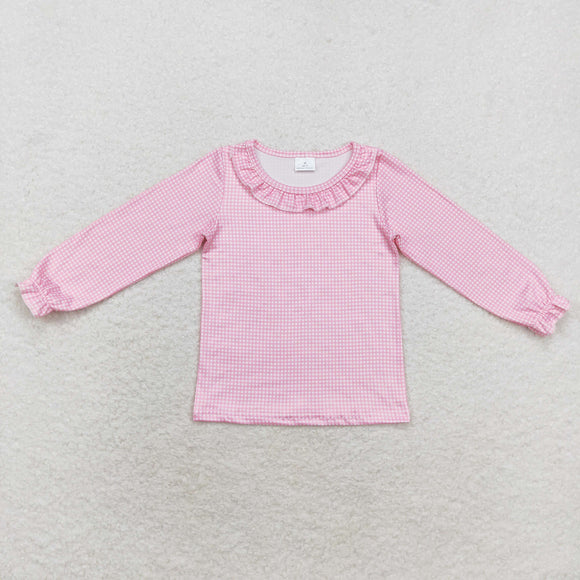 Pink Plaid Ruffles Girls Christmas Top