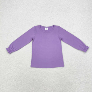 Solid Purple Girls Long Sleeve Top