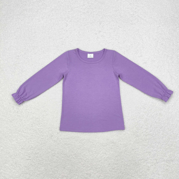 Solid Purple Girls Long Sleeve Top