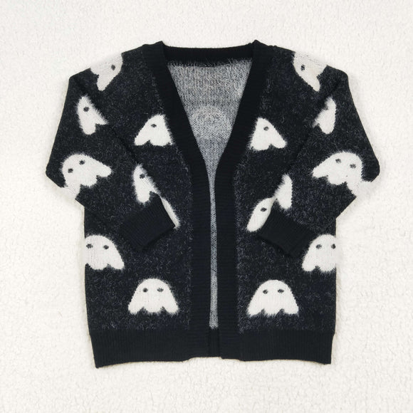 Ghost Black Cardigan Sweaters Girls Halloween Top