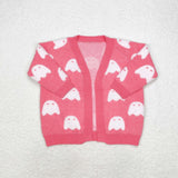 Ghost Pink Cardigan Sweaters Girls Halloween Top