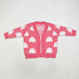 Ghost Pink Cardigan Sweaters Girls Halloween Top