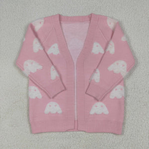 Ghost Pink Cardigan Sweaters Girls Halloween Top