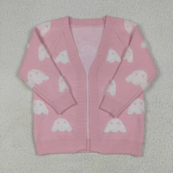 Ghost Pink Cardigan Sweaters Girls Halloween Top