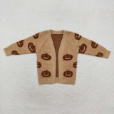 Pumpkin Brown Cardigan Sweaters Girls Halloween Top