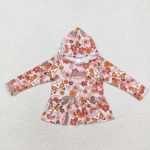 Floral Bus Tree Girls Hoodie Top