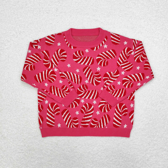 Candy Cane Pink Sweaters Girls Christmas Top