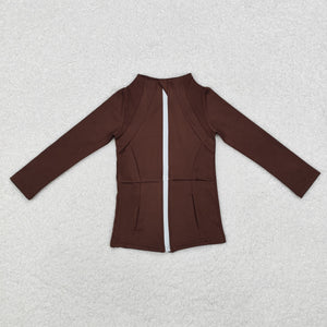 Solid Maroon Yoga Girls Long Sleeve Top