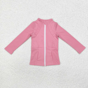 Solid Pink Yoga Girls Long Sleeve Top