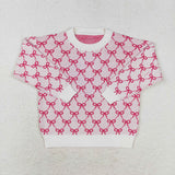 Bow Pattern Cotton Girls Sweaters